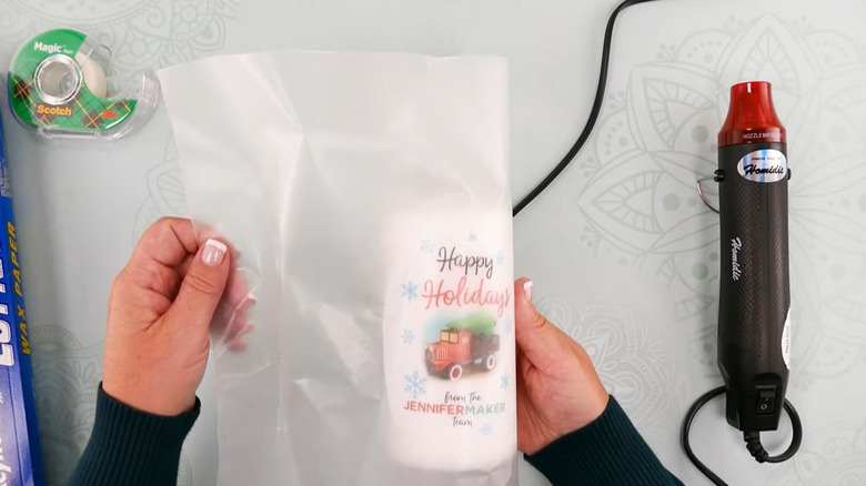 Transferring an image to a candle with wax paper
