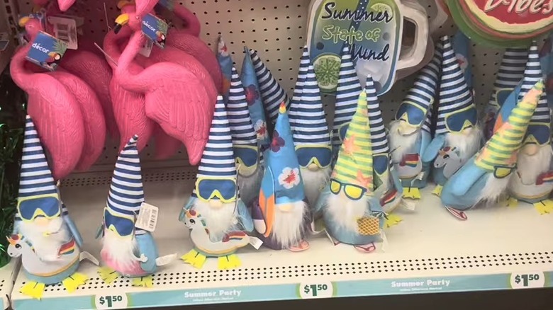 summer gnomes wearing diving goggles at a Dollar Tree