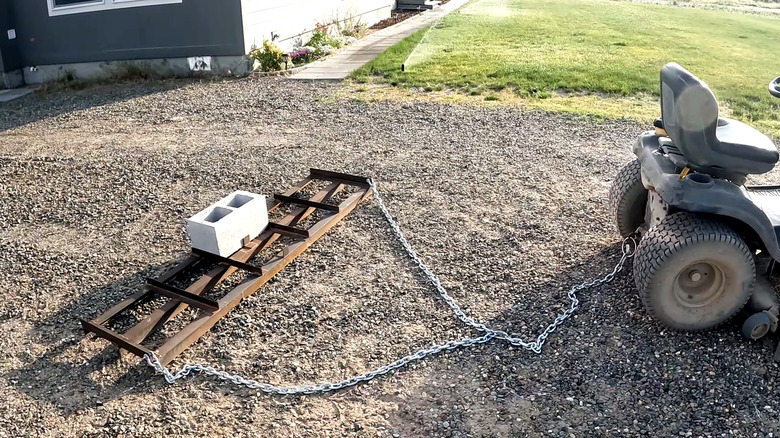 A GIY drag harrow made from angler iron