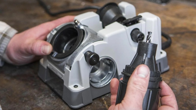 Close-up of a DD750X Electric Drill Sharpener