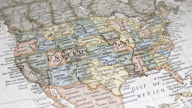 pastel United States map on a globe