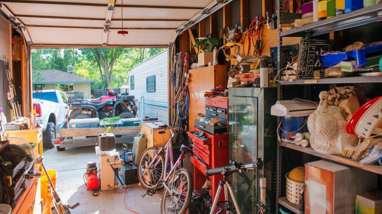 Home garage filled with materials