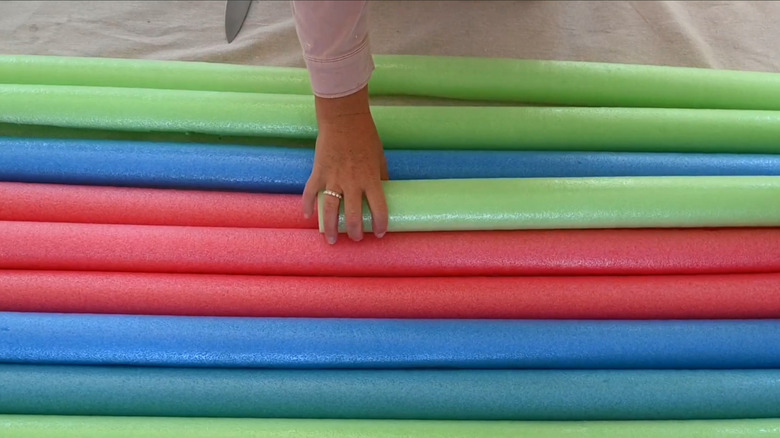 variety of colorful pool noodles