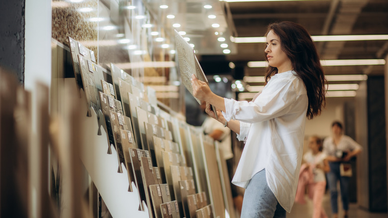 A person shopping for flooring