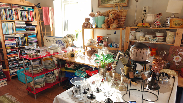 A cute thrift store with decor and toys