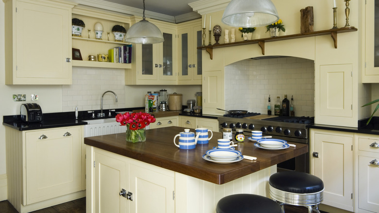 Traditional kitchen with a middle island