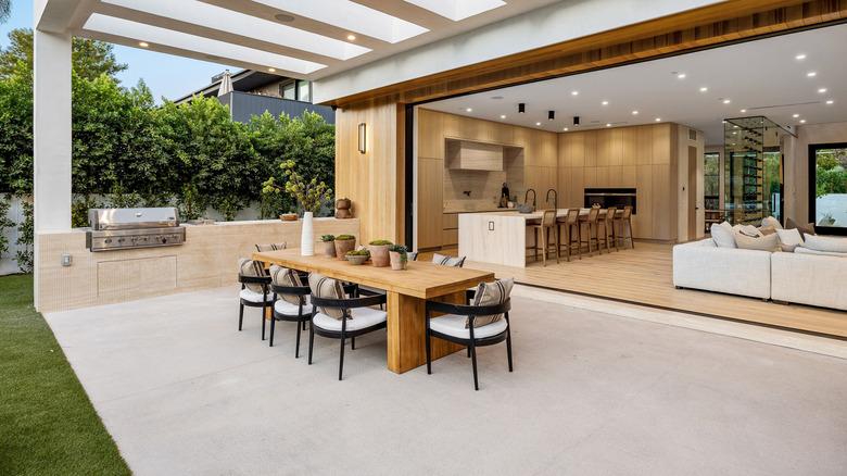 modern stylish patio with table and chairs