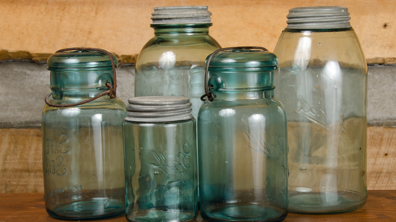 Collection of empty canning jars