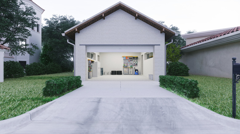 A standard concrete driveway