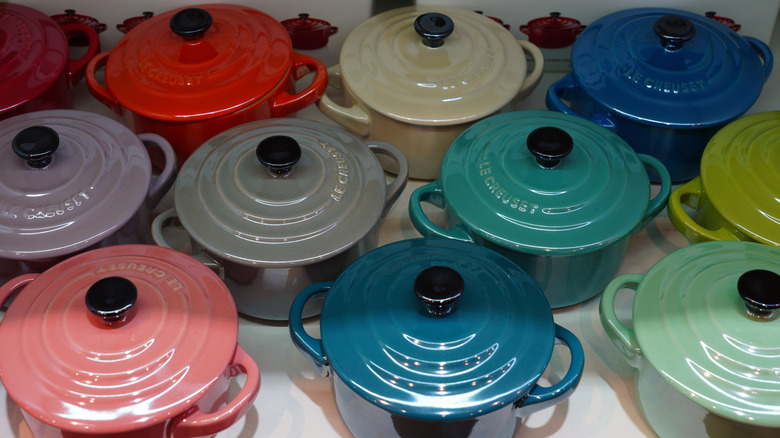 Le Creuset collection of ovens in multiple colors