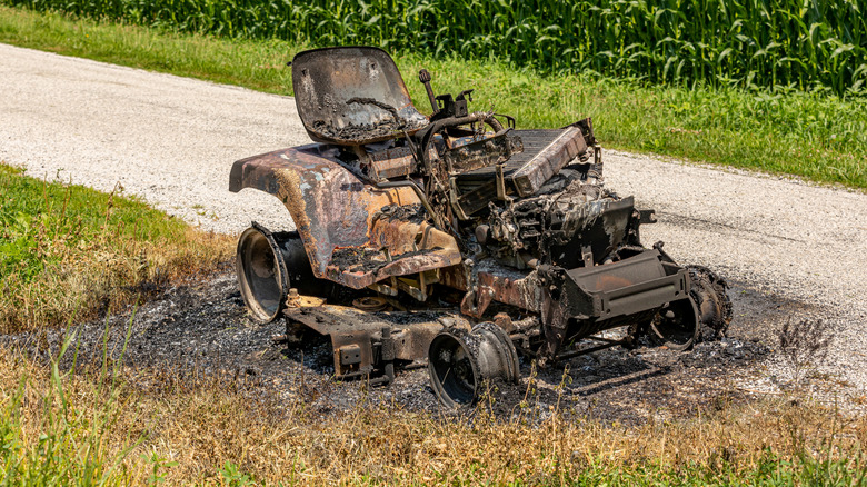 scorched riding lawn mower