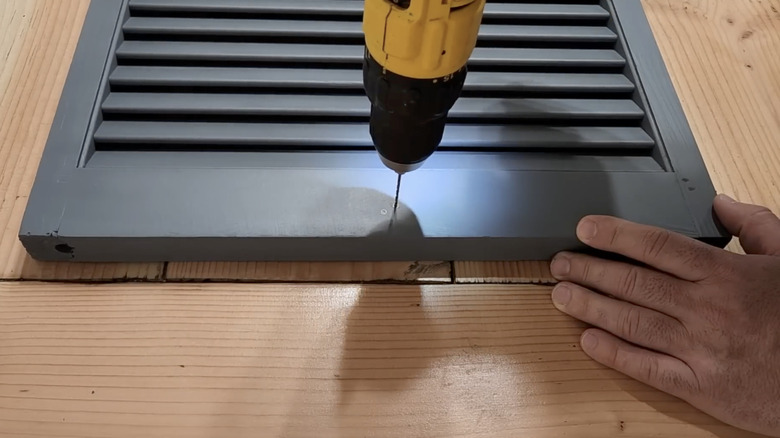 Drilling into window shutter