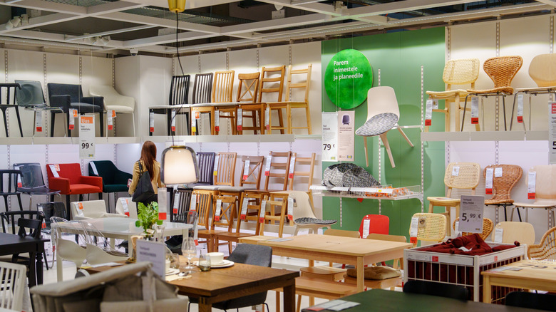 Shopping inside IKEA seating section