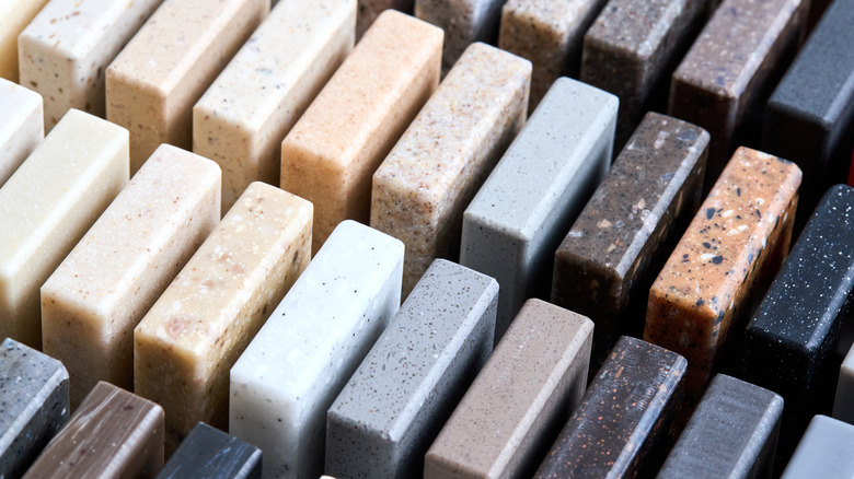 A mix of square countertop samples