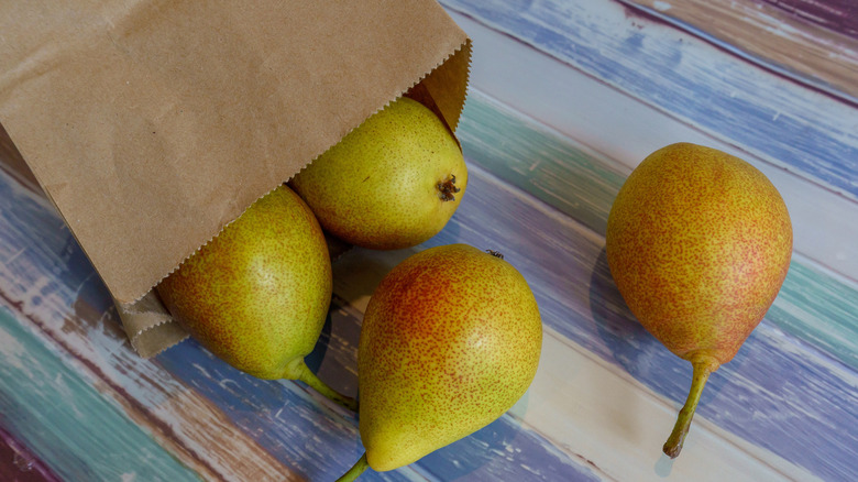 Pears in a paper bag