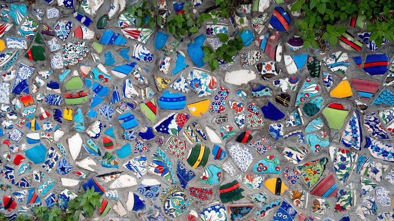 Beautiful ceramic mosaic in concrete