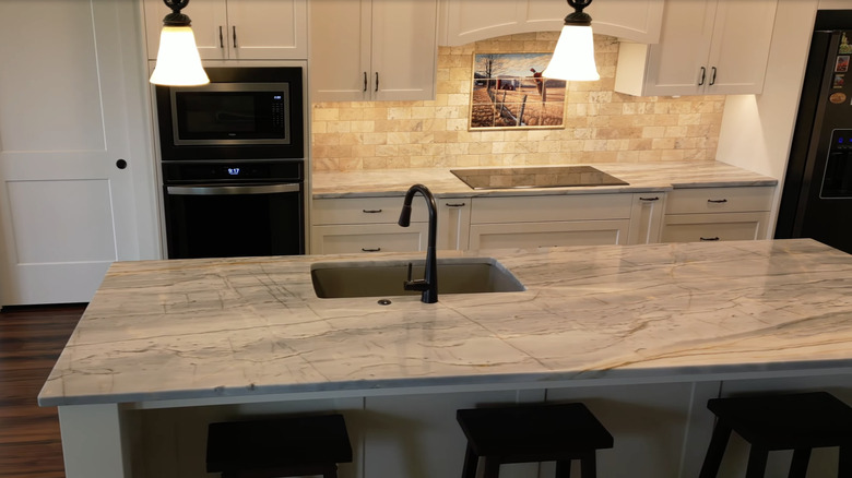 Quartzite countertop in a contemporary kitchen