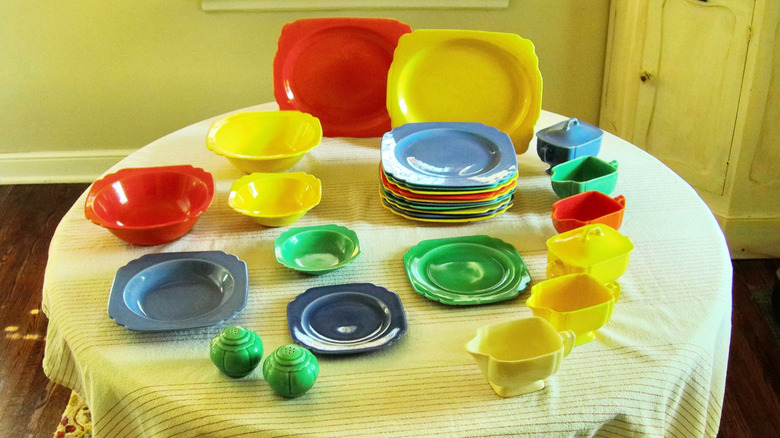 A collection of Homer Laughlin Riviera dinnerware