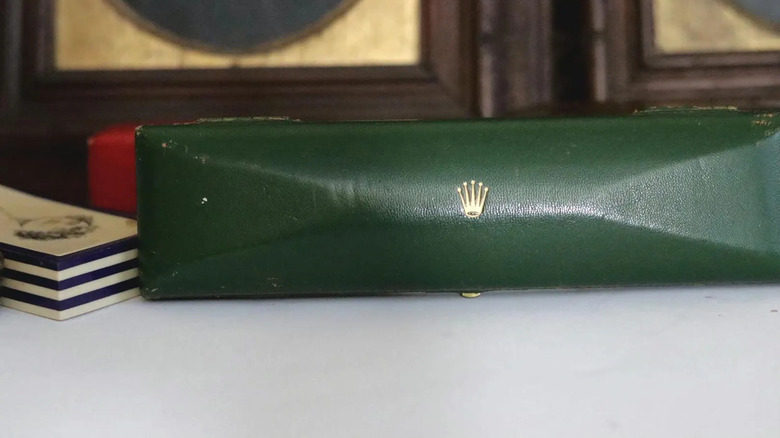 A green vintage Rolex watch case