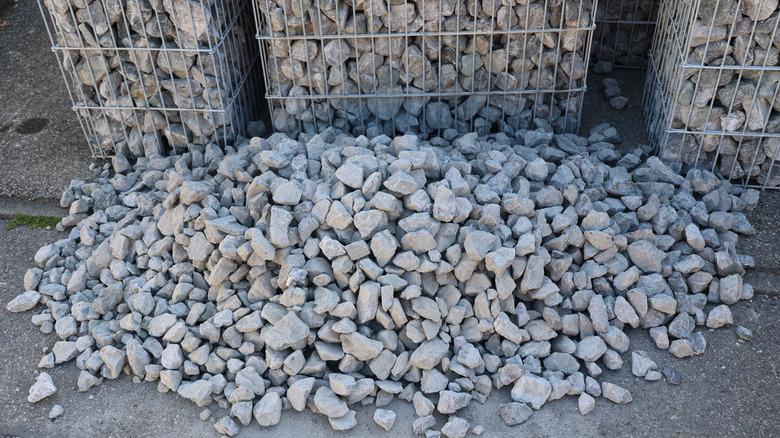 A pile of rocks sitting on the ground