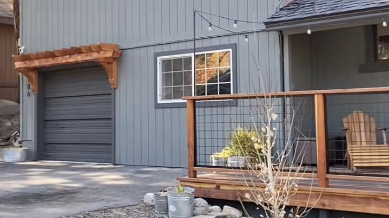 DIY cedar pergola over garage
