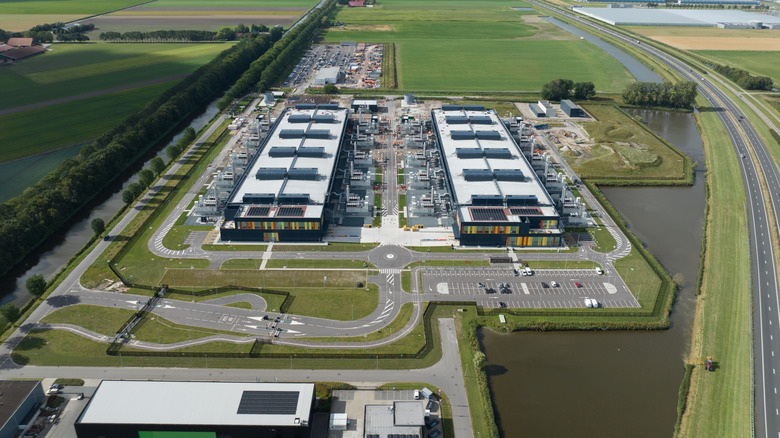 Aerial view of data center