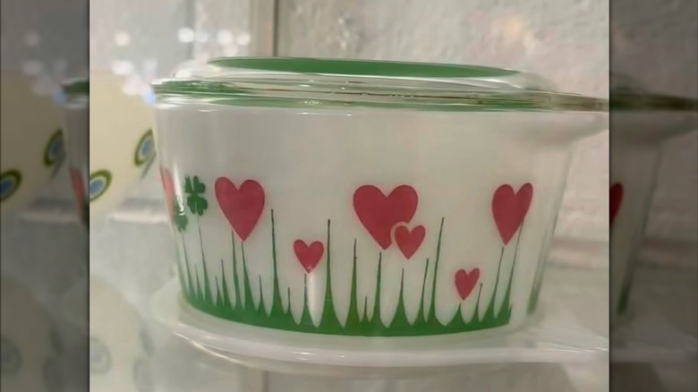 Lucky in Love Pyrex casserole dish