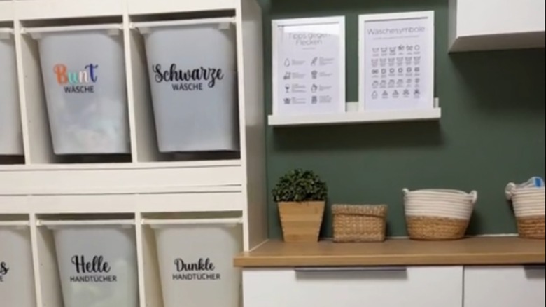 IKEA TROFAST organizing system used to sort laundry.