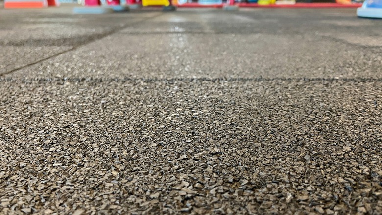 A close up of rubber flooring, which is becoming increasingly popular.